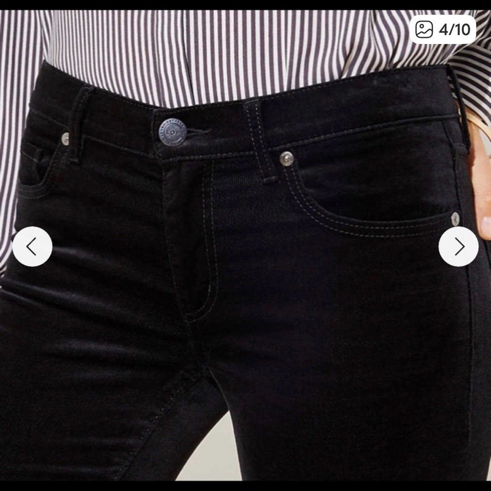 LOFT Black Velvet Slim Fit Pants - Picture 7 of 16